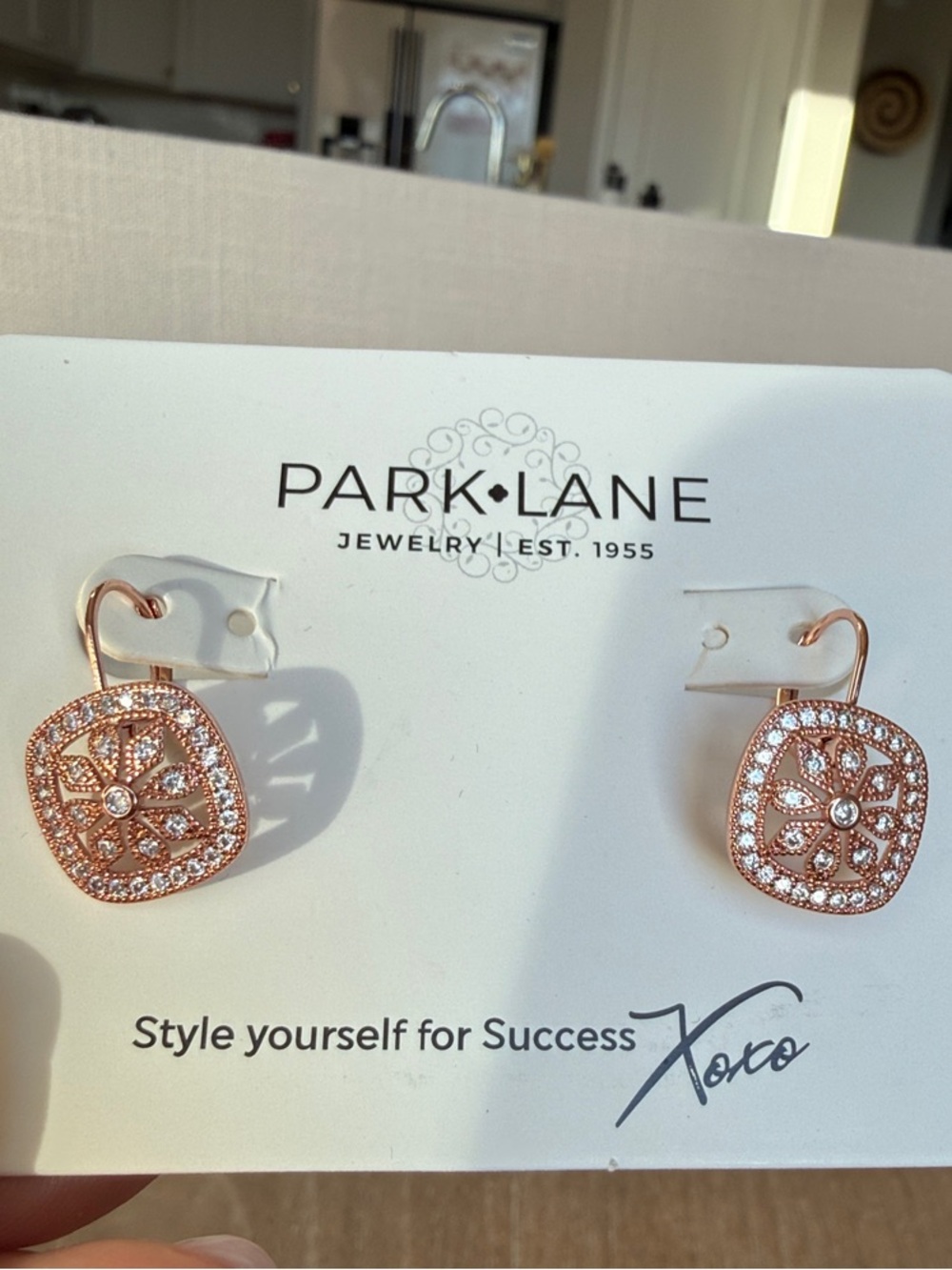 Park Lane Rose Gold Pavรฉ Floral Drop Earrings